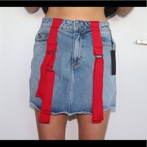 Denim skirt with Red Stripes